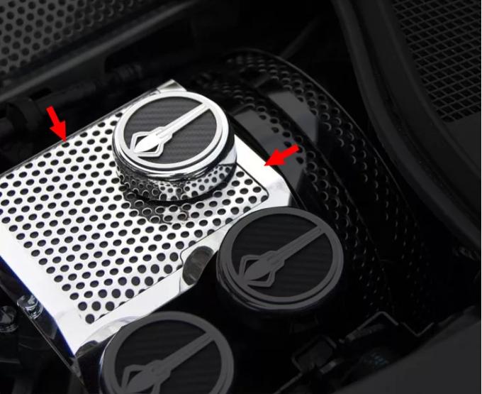 American Car Craft 2014-2019 Corvette Z06/ZR1/Z51/C7 Stingray - Perforated Brake Master Cylinder Cover, Stainless (Polished Automatic) 053071