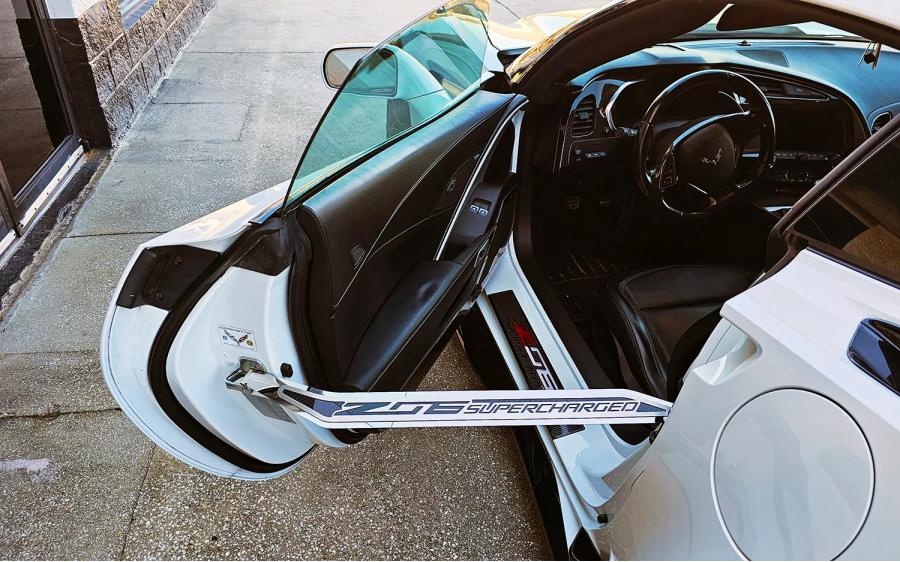 American Car Craft Corvette C7 Door Prop Stainless with Real