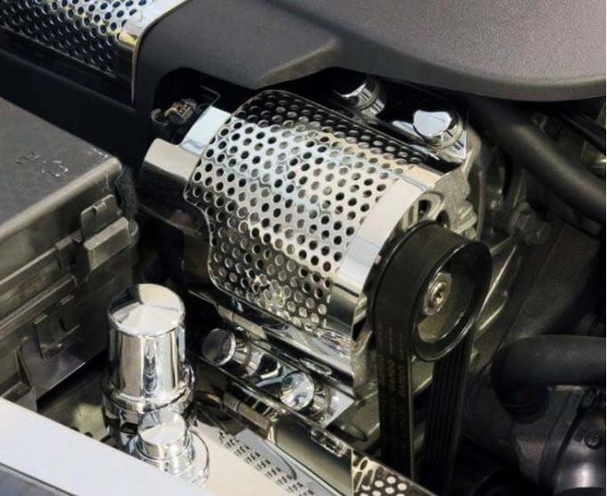 American Car Craft 2009-2011 Corvette ZR1 only - Alternator Cover Perforated Style, Polished Stainless Steel 043068
