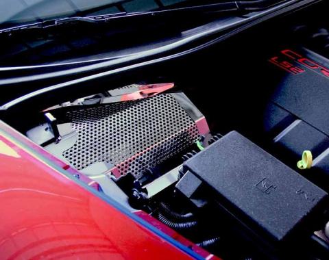 American Car Craft 2005-2007 C6 Corvette - Battery Cover Perforated (05-07 only), Polished Stainless Steel 043060