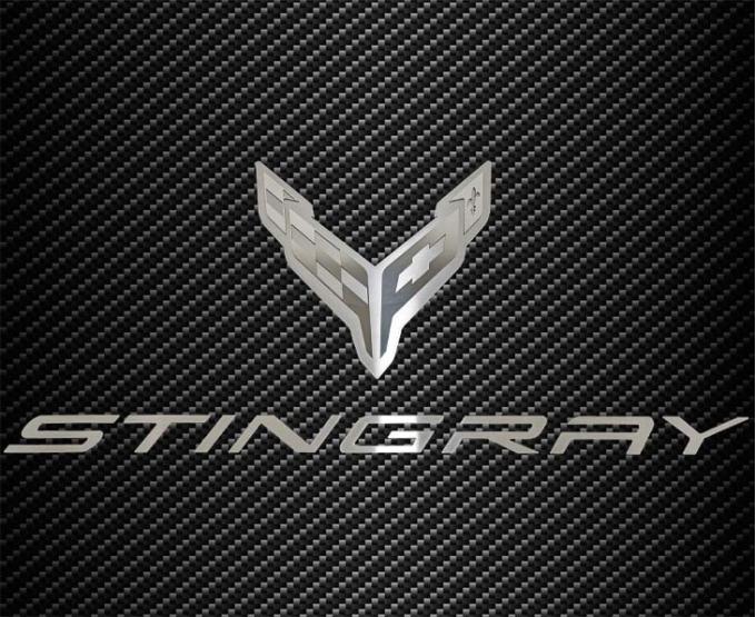 American Car Craft 2020-2024 C8 Corvette - Stainless Hood Panel Badge Flag Logo and Stingray Font Style, Stainless Steel 883051