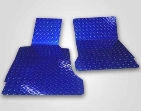 American Car Craft 2005-2013 C6 Corvette - Blue Diamond Plate Floor Mats 2Pc, Polished Aluminum 041006