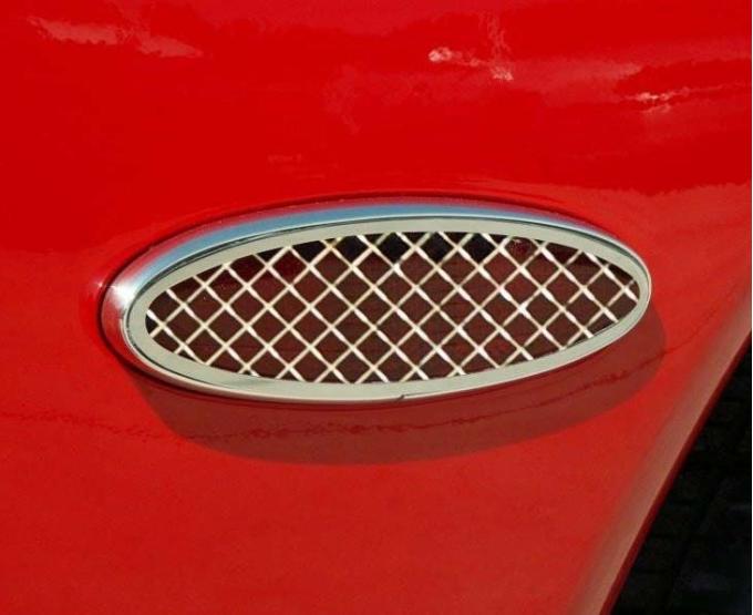 American Car Craft 1997-2004 C5/Z06 Corvette - Side Marker Trim Rear Laser Mesh 2Pc, Polished Stainless Steel 032031