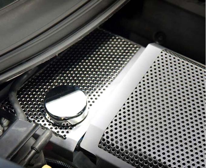 American Car Craft 2014-2019 Corvette Z06/ZR1/Z51/C7 Stingray - Perforated/Brushed Water Tank Cover, Stainless Steel 053063