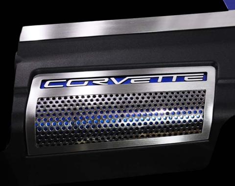 American Car Craft 2009-2013 Corvette ZR1 only - Engine Shroud Side Inserts 2Pc, Perforated Stainless 043071