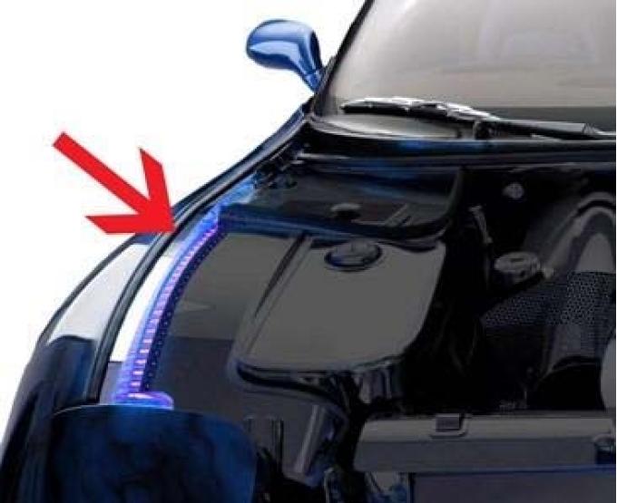 American Car Craft 1997-2004 C5/Z06 Corvette - Inner Fender Liners with LED Top Caps 4Pc, Stainless, Choose LED Color 033028