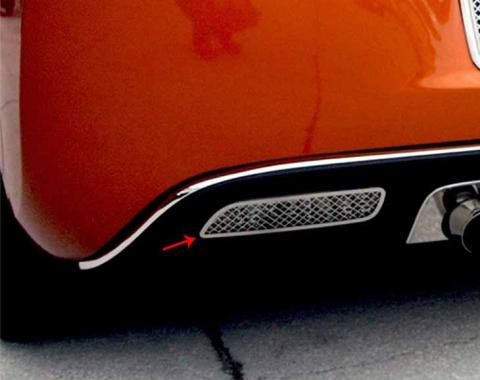 American Car Craft 2005-2013 C6 Corvette - Laser Mesh Style Reverse Light Covers, Polished Stainless Steel 042060