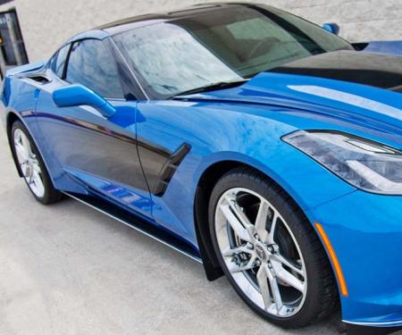 American Car Craft 2014-2019 C7 Corvette Stingray - Carbon Fiber Side Skirts, Stainless Steel with Carbon Fiber 052067