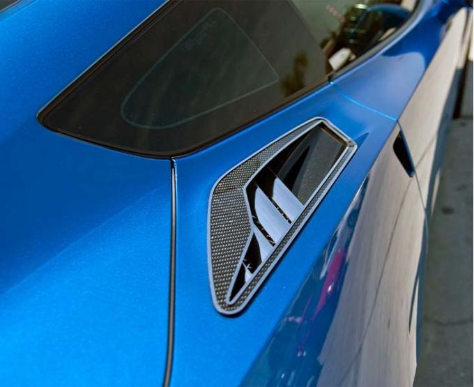 American Car Craft 2014-2019 C7 Corvette Stingray - Rear Quarter Vent 10Pc Set, Real Carbon Fiber with Stainless Trim 052065