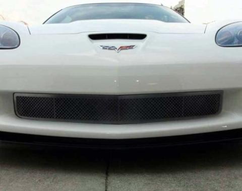 American Car Craft 2006-2013 Z06/GS/ZR1/C6 Corvette - Front Grille, Blakk Stealth Stainless Laser Mesh 042094