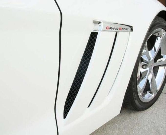 American Car Craft 2010-2013 GS Corvette - Side Vent Grilles 6Pc, Blakk Stealth Stainless Laser Mesh 042095
