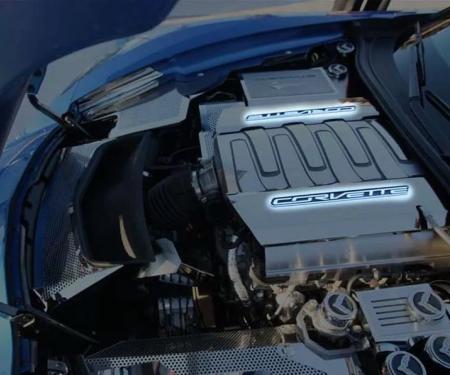 American Car Craft 2014-2019 C7 Corvette Stingray - CORVETTE Lettering Fuel Rail Inserts, Stainless Steel 053024