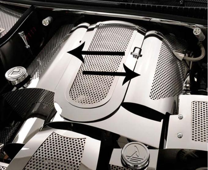American Car Craft 1999-2004 C5/Z06 Corvette - Fuel Rail Covers Replacement Style with Cap Cover PERFORATED, Polished Stainless 033047