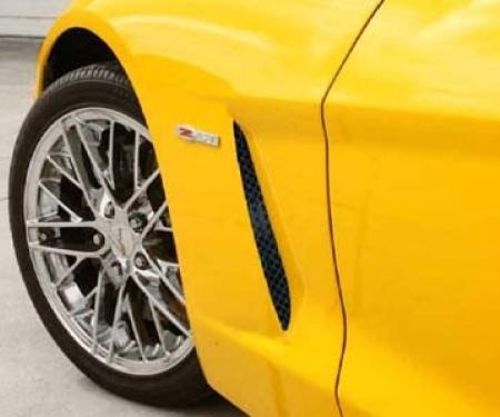 American Car Craft 2005-2013 C6 Corvette - Side Vent Grilles 2Pc, Blakk Stealth Stainless Laser Mesh 042096