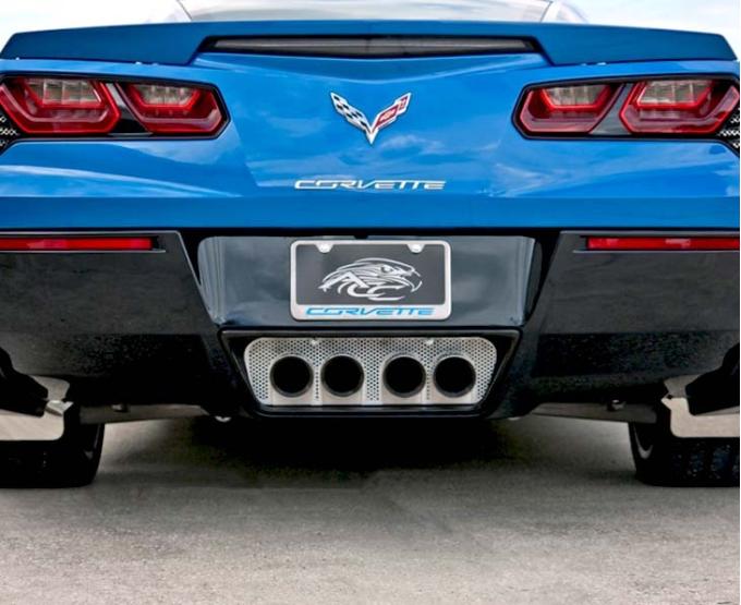 American Car Craft 2014-2019 C7 Corvette Stingray - Perforated Exhaust Filler Panel STANDARD, Stainless Steel 052011