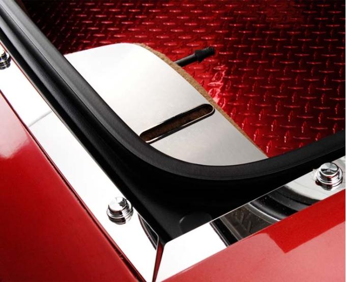 American Car Craft 1997-2004 C5 Coupe only - Corvette Rear Hatch Catch Plate 2Pc, Brushed Stainless Steel 031040
