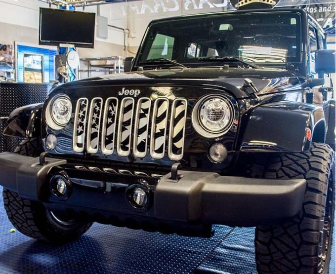 American Car Craft 2007-2018 JK Jeep Wrangler Front Grille Insert - American Flag Style, Stainless Steel Finish 142003