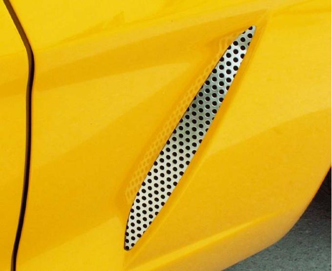 American Car Craft 2005-2013 C6 Corvette - Side Vent Grilles Perforated 2Pc, Polished Stainless Steel 042052