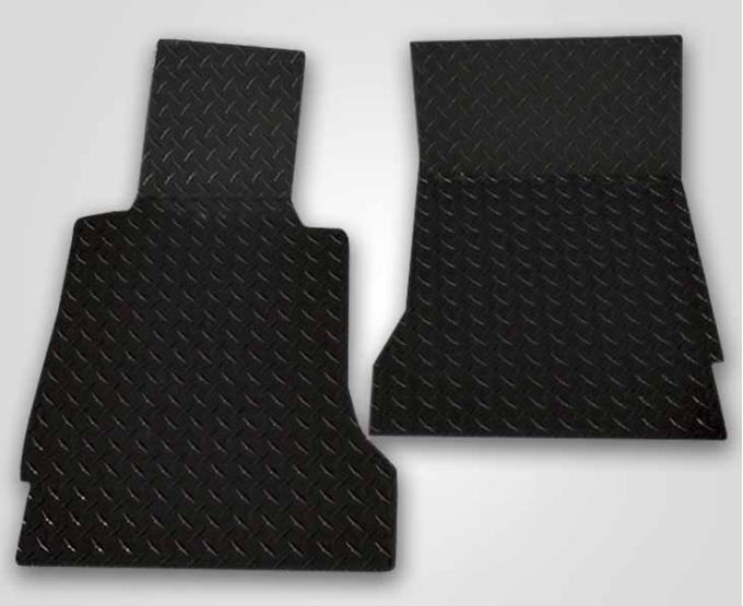 American Car Craft 2005-2013 C6 Corvette - Black Diamond Plate Floor Mats 2Pc, Polished Aluminum 041004