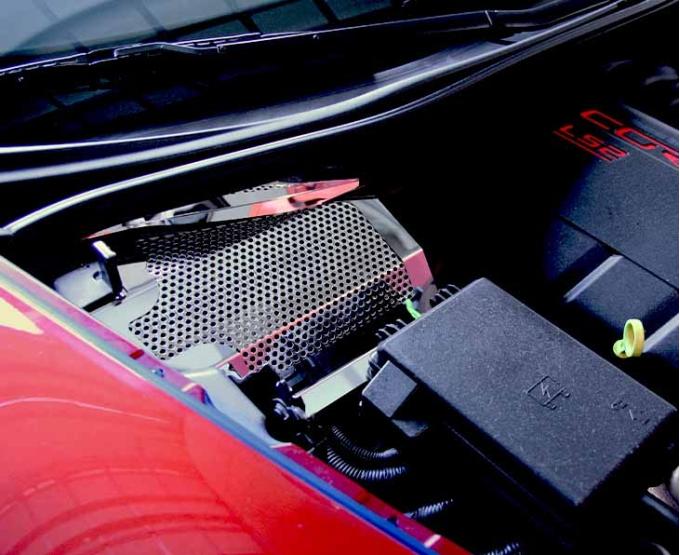 American Car Craft 2005-2007 C6 Corvette - Battery Cover Perforated (05-07 only), Polished Stainless Steel 043060