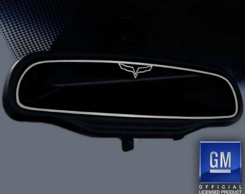 American Car Craft 2005-2013 C6 Corvette - Crossed Flag Style Rear View Mirror Trim, Brushed Stainless (STANDARD) 041035
