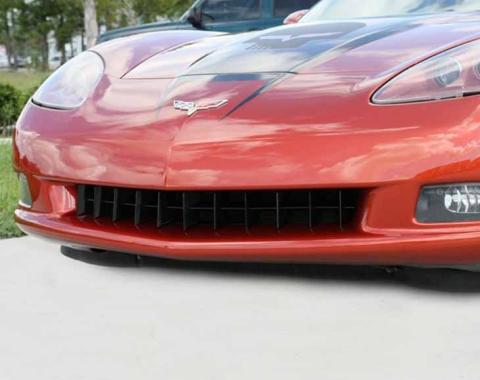 American Car Craft 2005-2013 C6 Corvette - Front Grille Retro Style Blakk Stealth, Black Stainless Steel 042111