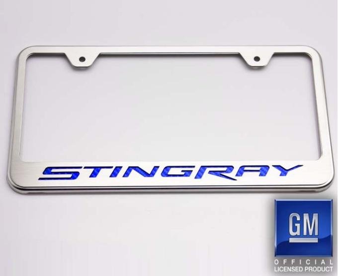American Car Craft 2014-2019 C7 Corvette - License Plate Frame STINGRAY Lettering, Stainless Steel, Choose Vinyl or LED Color 052032