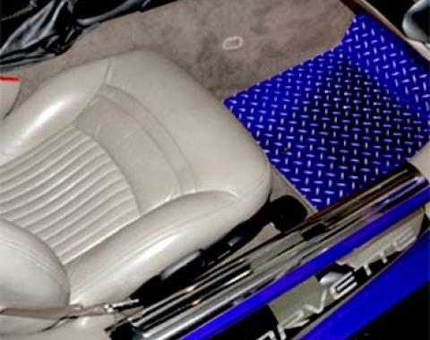 American Car Craft 1999-2004 C5/Z06 Corvette - Blue Diamond Plate Aluminum Floor Mats 2Pc, Specify Year When Ordering 031003