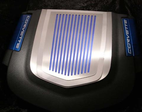 American Car Craft 2009-2013 Corvette ZR1 only - Engine Shroud Cover Ribbed Style 2Pc, Polished Stainless Steel 043074