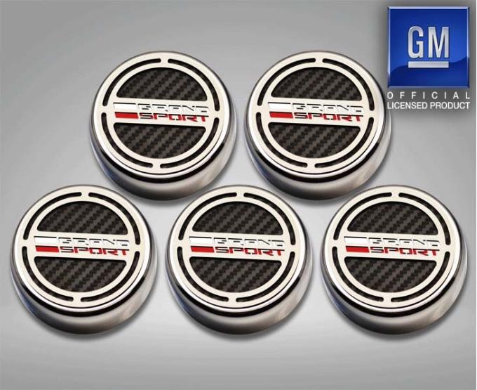 American Car Craft 2016-2019 C7 Grand Sport Corvette - Fluid Cap Cover Set with Grand Sport Emblem (Automatic - 5 Piece) 053095