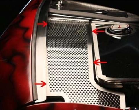 American Car Craft 1997-2004 C5/Z06 Corvette - Inner Fender Accent Plates, Perforated Stainless Steel 033071