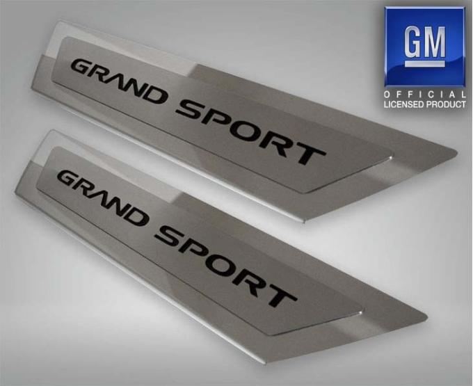 American Car Craft 2010-2013 C6 Corvette Grand Sport - Outer Door Sills with Grand Sport Inlay 2Pc, Polished Stainless, Choose Color 041052