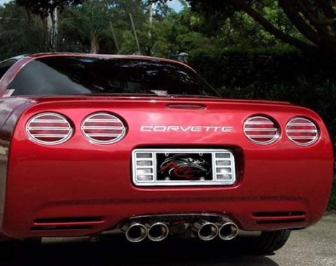 American Car Craft 1997-2004 C5/Z06 Corvette - Taillight Grilles Slotted 4Pc, Polished Stainless Steel 032046