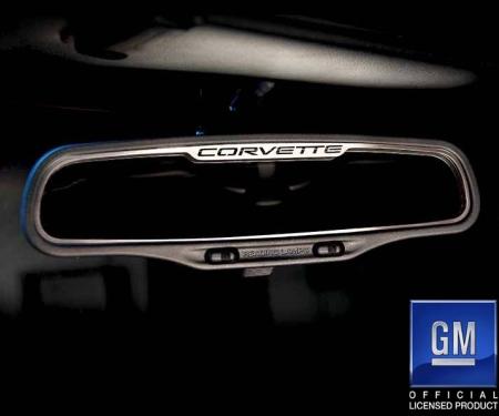 American Car Craft 1997-2004 C5/Z06 Corvette - CORVETTE Style Rear View Mirror Trim Auto-Dim, Brushed Stainless 031042