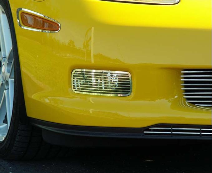 American Car Craft 2006-2013 Z06/ZR1/GS/C6 Corvette - Billet Style Driving Light Covers 2Pc, Polished Stainless 042062
