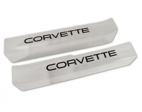 Corvette Sill Protectors, Clear, With Black Letters, Sill Ease, 1990-1996
