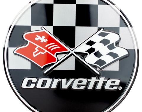 Chevrolet Corvette with Racing Flags Circle Sign