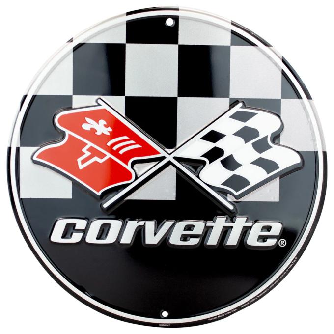 Chevrolet Corvette with Racing Flags Circle Sign