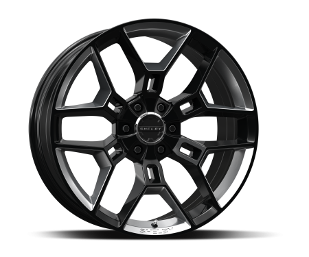 CARROLL SHELBY WHEELS Shelby CS45 22x9.5, Black w/Chrome Powder Inserts CS45-395512-BS