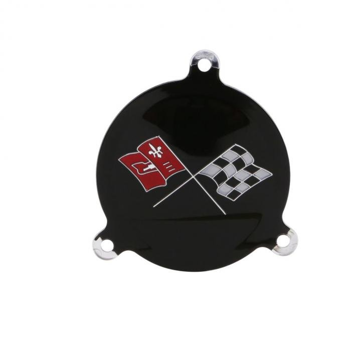 Trim Parts 1965-66 Corvette Spinner Emblem W/Black Upper Left Hand Flag Corner, Each 5072A