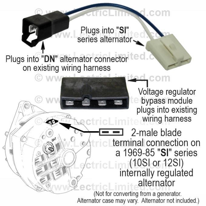 Lectric Limited 1963-1972 American Motors / Buick / Cadillac / Chevrolet / GMC / Oldsmobile / Pontiac Alternator Conversion Harness VAK6368SI