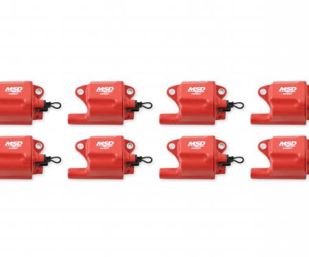 MSD Ignition Coil, Pro Power Series, GM LS2/LS7 Engines, Red, 8-Pack 82878