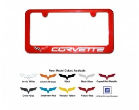 Corvette License Plate Frame, Painted To Match, Atomic Orange, 2005-2013