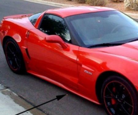 Corvette C6 Side Skirts, ZR1 Style, Painted Factory Exterior Colors, Victory Red, 2005-2009