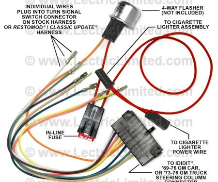 Lectric Limited 1953-1962 Chevrolet Steering Column Turn Signal Switch Adapter Harness 35775