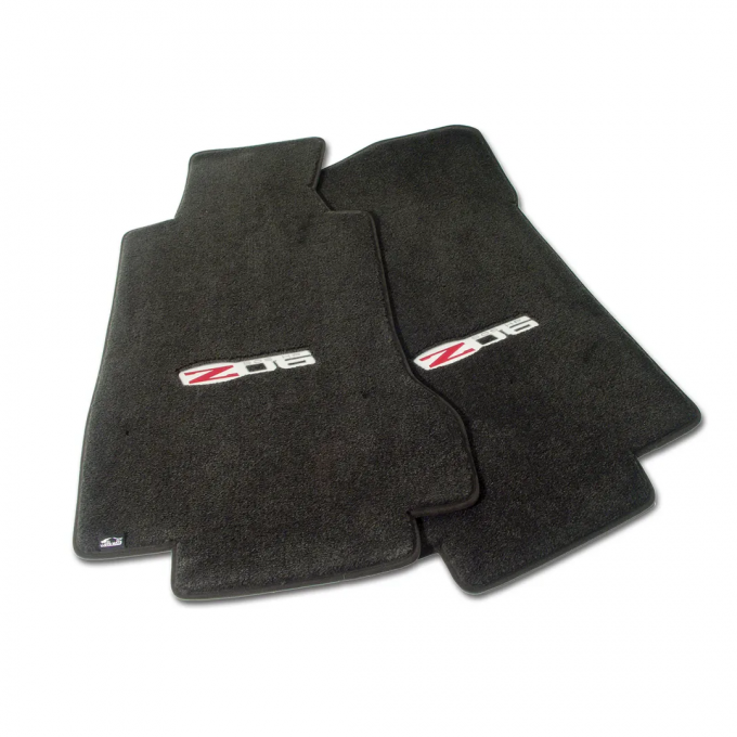 Corvette Mats, Ebony with Zo6 505HP Logo Applq, 2005-2009