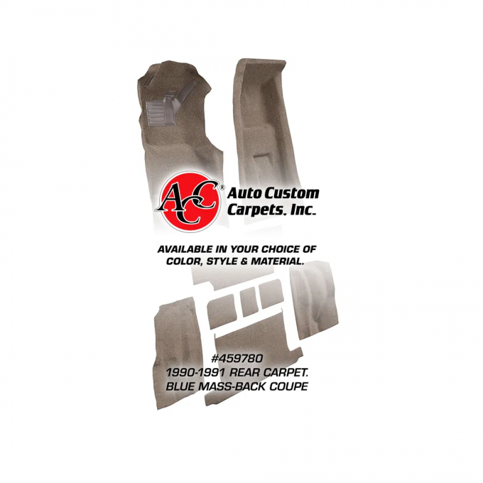 Corvette Rear Carpet, Blue Mass-Back Coupe  80, 1990-1991