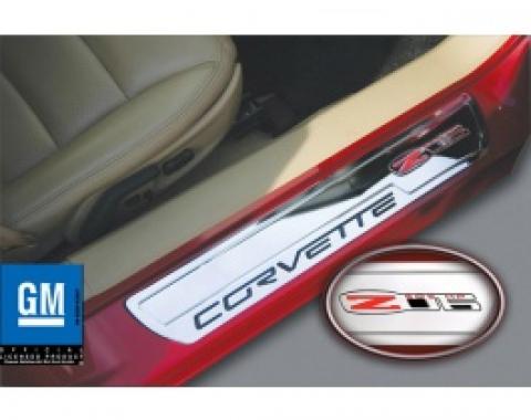 Corvette Billet Aluminum Sill Plates, C6 Z06/505HP & Corvette Word, 2006-2013