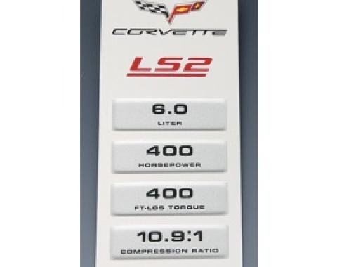 Corvette Engine Data Plate, LS2, 2005-2007