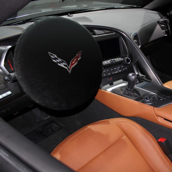 Seat Armour 2014-2018 Corvette Steering Wheel Cover, Black SWA100COR7